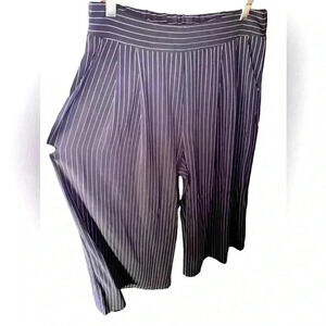 Gilli Wide Leg Pinstripe Jumpsuit Pants - Navy with White Stripes